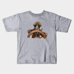 Cap'n Berner Sea Dog  at the Wheel Kids T-Shirt